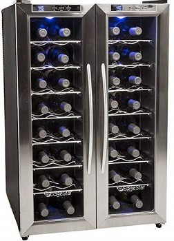 Edgestar 32 Bottle Dual Zone Wine Cooler With French Doors