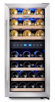 Phiestina Dual Zone Wine Cooler Refrigerator - 33 Bottle
